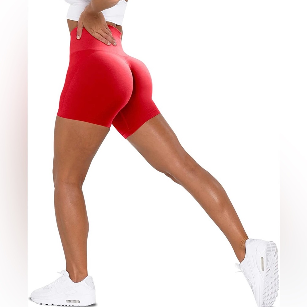 Red scrunch shorts